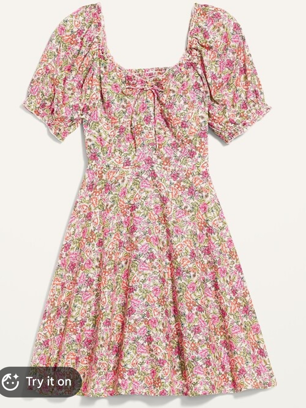 Fit and Flare Puff Sleeve Floral Print Mini Dress